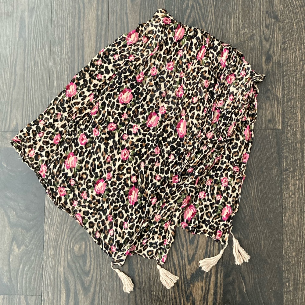 Animal Print Floral Neck Scarf Wrap